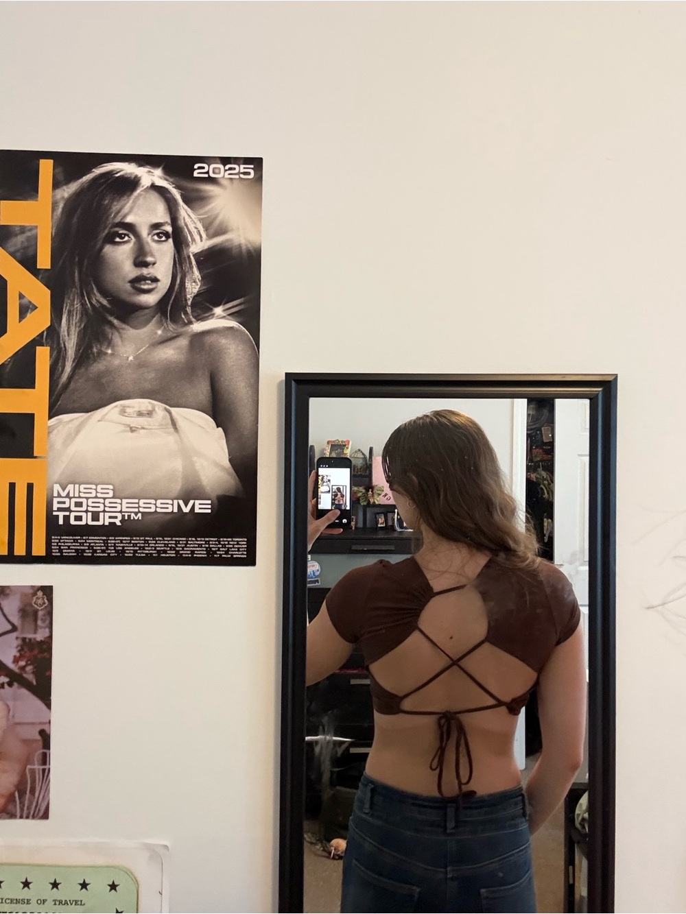 Open-Back Brown Crisscross Crop Top